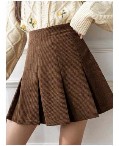 High Waist Pleated Skirts Women Autumn Winter Corduroy Skirt Vintage Korean Style Kawaii Girls Brown Black Shorts Skirts $34....