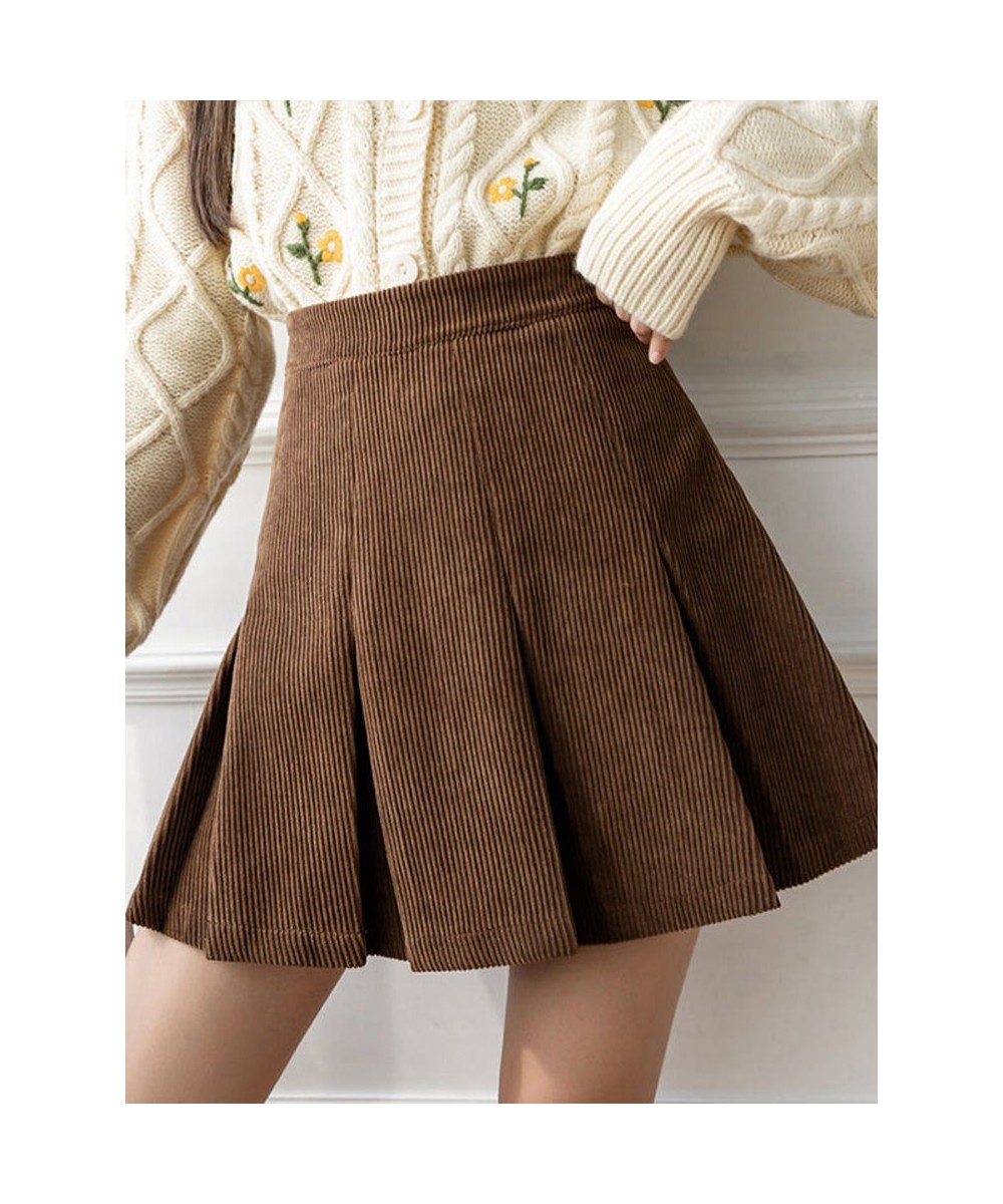 High Waist Pleated Skirts Women Autumn Winter Corduroy Skirt Vintage Korean Style Kawaii Girls Brown Black Shorts Skirts $34....