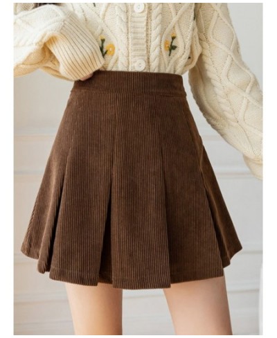 High Waist Pleated Skirts Women Autumn Winter Corduroy Skirt Vintage Korean Style Kawaii Girls Brown Black Shorts Skirts $34....