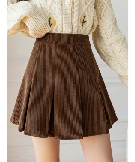 High Waist Pleated Skirts Women Autumn Winter Corduroy Skirt Vintage Korean Style Kawaii Girls Brown Black Shorts Skirts $34....