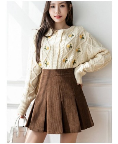 High Waist Pleated Skirts Women Autumn Winter Corduroy Skirt Vintage Korean Style Kawaii Girls Brown Black Shorts Skirts $34....