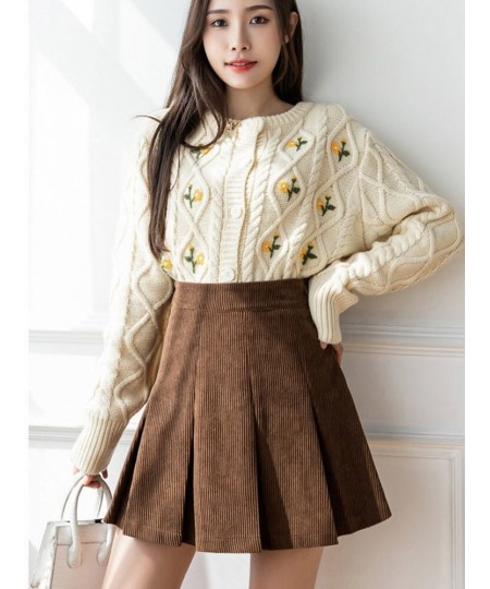 High Waist Pleated Skirts Women Autumn Winter Corduroy Skirt Vintage Korean Style Kawaii Girls Brown Black Shorts Skirts $34....