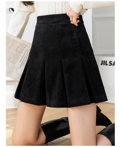 High Waist Pleated Skirts Women Autumn Winter Corduroy Skirt Vintage Korean Style Kawaii Girls Brown Black Shorts Skirts $34....