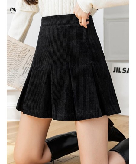 High Waist Pleated Skirts Women Autumn Winter Corduroy Skirt Vintage Korean Style Kawaii Girls Brown Black Shorts Skirts $34....