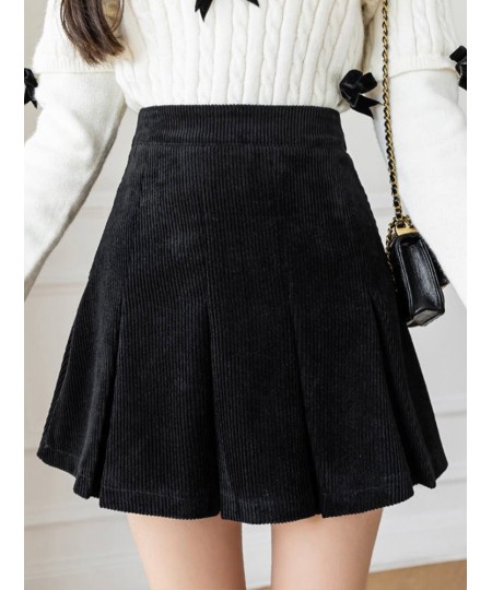 High Waist Pleated Skirts Women Autumn Winter Corduroy Skirt Vintage Korean Style Kawaii Girls Brown Black Shorts Skirts $34....