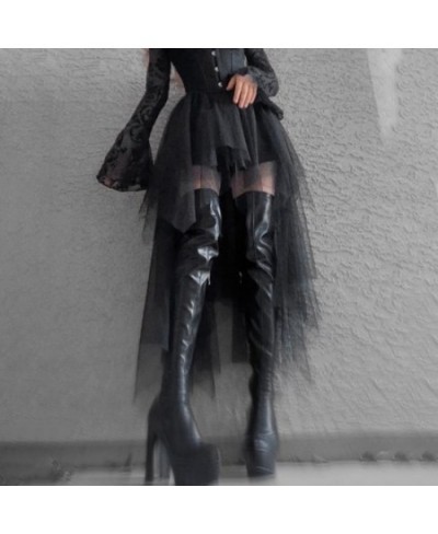 Harajuku Gothic Mesh Skirt Women Cyberpunk Y2k E-girl High Waist Irregular Skirt Emo Alternative Indie Clubwear Female $36.56...