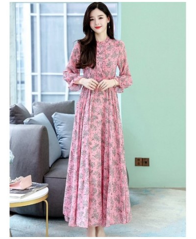 2023 Boho Pink Floral Chiffon Maxi Dress Spring Autumn Chic Elegant Party Maxi Vestidos Women Casual Vacation Beach Long $45....