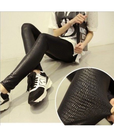 lady fashion faux leather pants women sexy snake patten leggings slim pencil skinny pant designer capris $19.77 - Bottoms