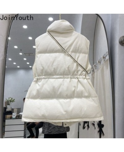 Winter Clothes Vest Women Stand Neck Thicked Slim Waist Tank Jacket 2023 Ropa Mujer Beading Temperament Tops Chalecos Para $5...