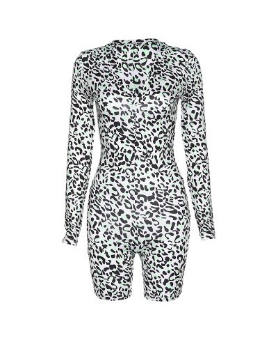 Women's Sexy New Style Bodycon Jumpsuit Full Sleeve V-neck Leopard Printing Temperament Ladies Rompers Autumn Winter Streetwe...