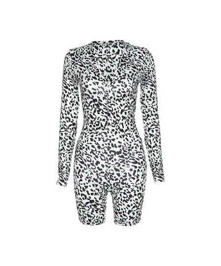 Women's Sexy New Style Bodycon Jumpsuit Full Sleeve V-neck Leopard Printing Temperament Ladies Rompers Autumn Winter Streetwe...