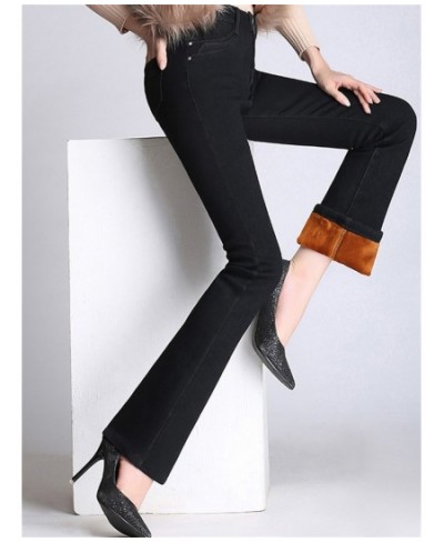 2023 Casual High Waist Womans Jeans Woman Winter Warm Fleece Thick Womens Denim Flare Jeans for Mom Black Jean Femme Clothes ...