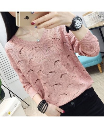 Spring And Summer Hollow Pullover Pure Color Work Shirt Fashionable Loose Thin Knit Sweater Comfortable And Versatile Pullove...