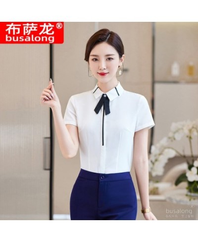 Summer 2023 Short Sleeve Business Shirt Women's Business Suit Slim-Fitting Iron-Free Work Clothes plus Size Business Formal $...