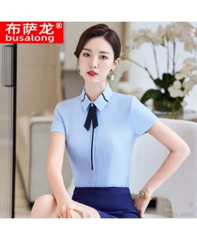 Summer 2023 Short Sleeve Business Shirt Women's Business Suit Slim-Fitting Iron-Free Work Clothes plus Size Business Formal $...