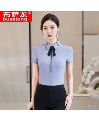 Summer 2023 Short Sleeve Business Shirt Women's Business Suit Slim-Fitting Iron-Free Work Clothes plus Size Business Formal $...