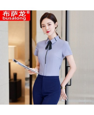 Summer 2023 Short Sleeve Business Shirt Women's Business Suit Slim-Fitting Iron-Free Work Clothes plus Size Business Formal $...