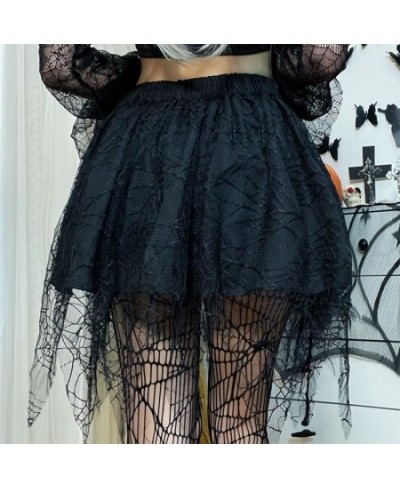 Harajuku Punk Gothic Black High Waist Tulle Skirts Women Sexy Patchwork Bandage Mini Skirt Female Streetwear Black Skirt $33....