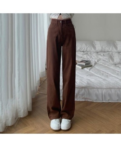 Summer Women Brown Jeans High Waist Loose Straight Wide Leg Denim Female Y2k Casual Streetwear Vintage Baggy Trouser $32.21 -...