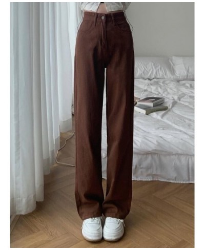 Summer Women Brown Jeans High Waist Loose Straight Wide Leg Denim Female Y2k Casual Streetwear Vintage Baggy Trouser $32.21 -...