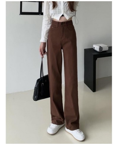 Summer Women Brown Jeans High Waist Loose Straight Wide Leg Denim Female Y2k Casual Streetwear Vintage Baggy Trouser $32.21 -...