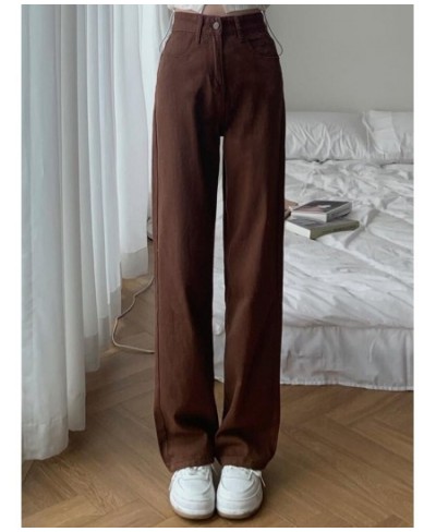 Summer Women Brown Jeans High Waist Loose Straight Wide Leg Denim Female Y2k Casual Streetwear Vintage Baggy Trouser $32.21 -...