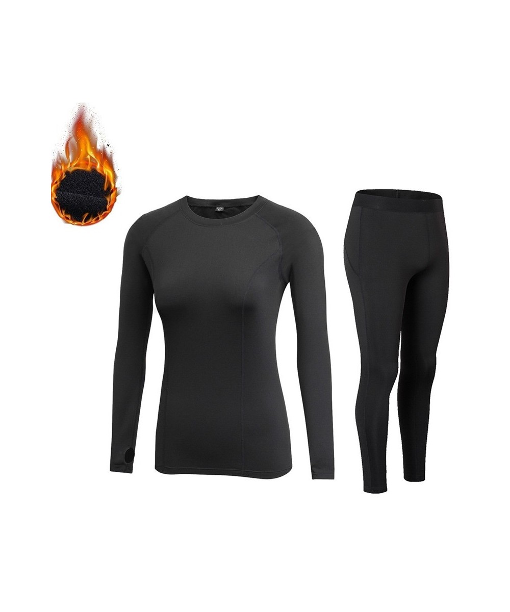 Women Thermal underwear thin fleece female long johns winter tight fitness solid color $48.63 - Underwear