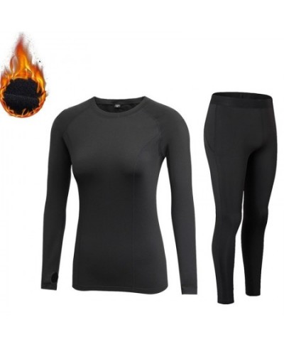 Women Thermal underwear thin fleece female long johns winter tight fitness solid color $48.63 - Underwear