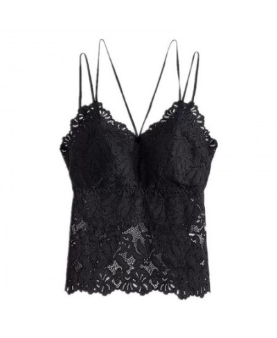 Crop V-neck Women's Bustier 2022 Out Corset Tank Tops Vest Sexy Top Plus Hollow Camisole Women Lace Size $21.30 - Underwear