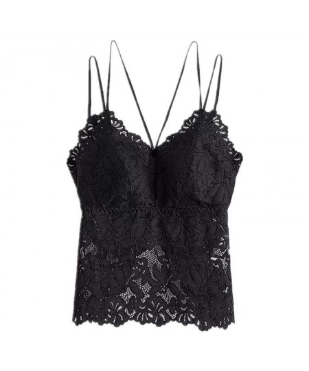 Crop V-neck Women's Bustier 2022 Out Corset Tank Tops Vest Sexy Top Plus Hollow Camisole Women Lace Size $21.30 - Underwear