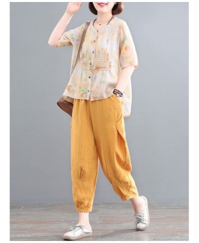 2 Piece Sets Women Cotton Linen Shirts And Pants New 2022 Summer Vintage Style Loose Comfortable Female Casual Suits D211 $51...