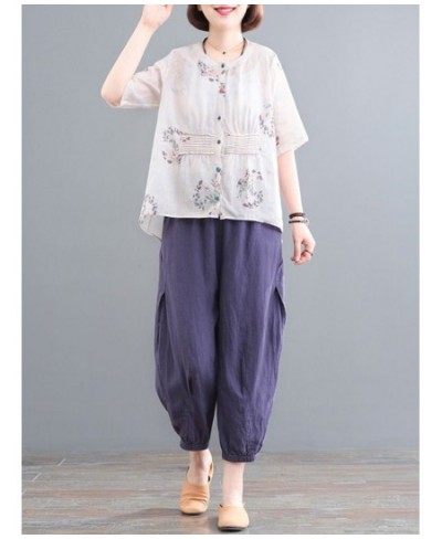 2 Piece Sets Women Cotton Linen Shirts And Pants New 2022 Summer Vintage Style Loose Comfortable Female Casual Suits D211 $51...