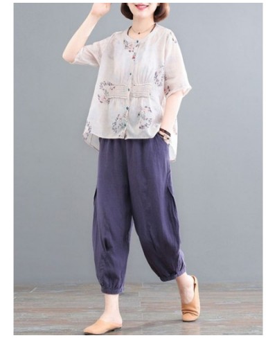 2 Piece Sets Women Cotton Linen Shirts And Pants New 2022 Summer Vintage Style Loose Comfortable Female Casual Suits D211 $51...