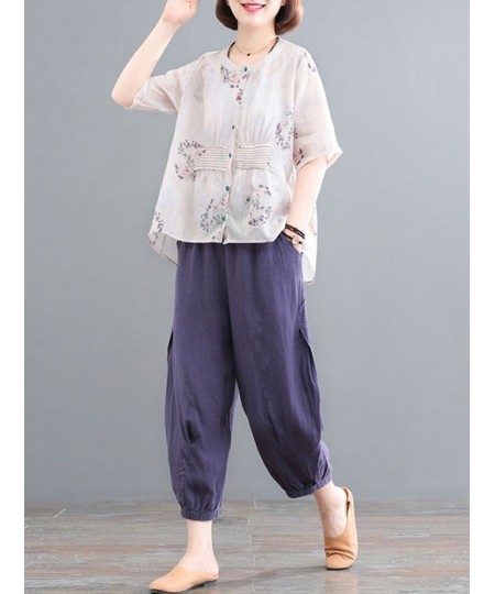 2 Piece Sets Women Cotton Linen Shirts And Pants New 2022 Summer Vintage Style Loose Comfortable Female Casual Suits D211 $51...