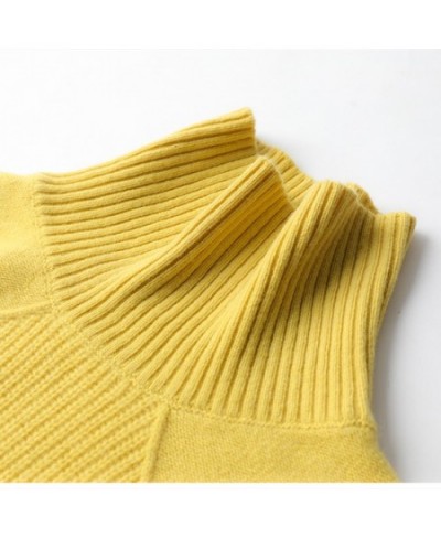 Cashmere sweater women turtleneck sweater pure color knitted turtleneck pullover 100% pure wool loose large size sweater wome...