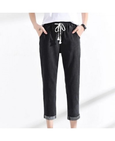 Streetwear Ladies Slim Jeans Elastic Waist Drawstring Baggy Harem Pants Female 2022 Spring Straight Denim Trousers For Women ...