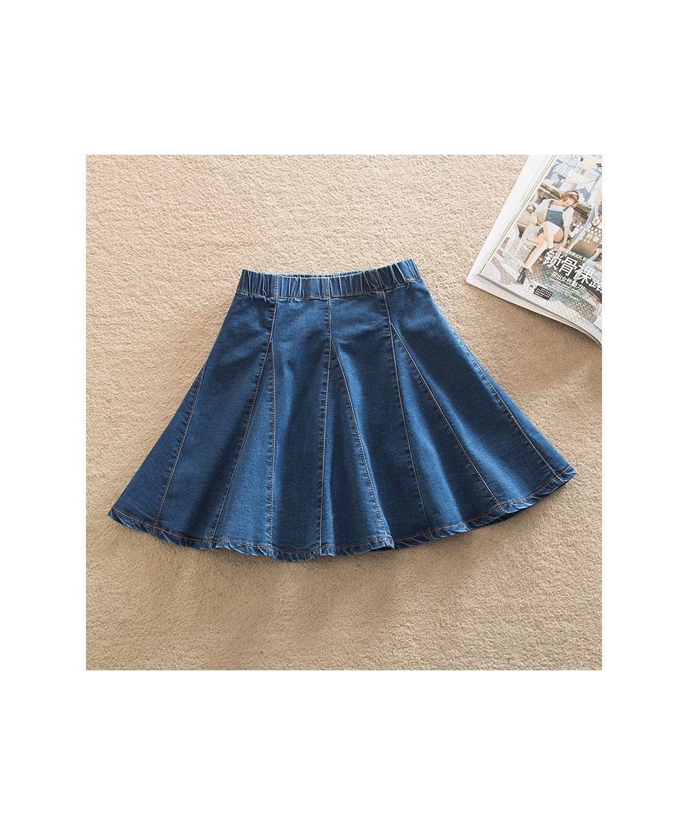 S-9XL Women A-Lined Denim Mini Skirt Jeans Patchwork High Waist Pleated Skirt Preppy Style New Summer $43.12 - Skirts