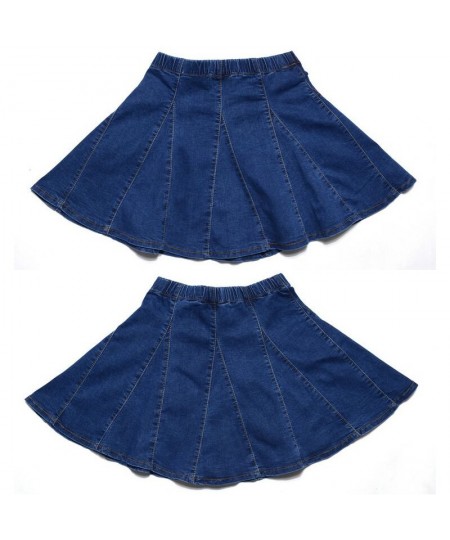 S-9XL Women A-Lined Denim Mini Skirt Jeans Patchwork High Waist Pleated Skirt Preppy Style New Summer $43.12 - Skirts