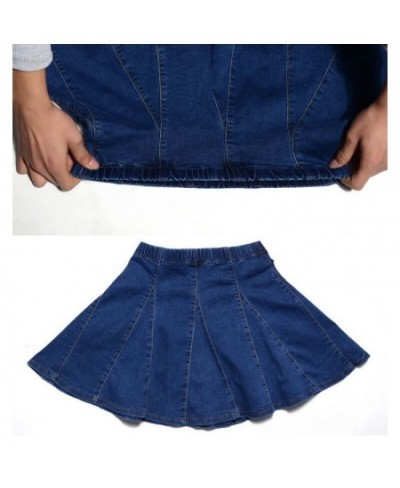 S-9XL Women A-Lined Denim Mini Skirt Jeans Patchwork High Waist Pleated Skirt Preppy Style New Summer $43.12 - Skirts