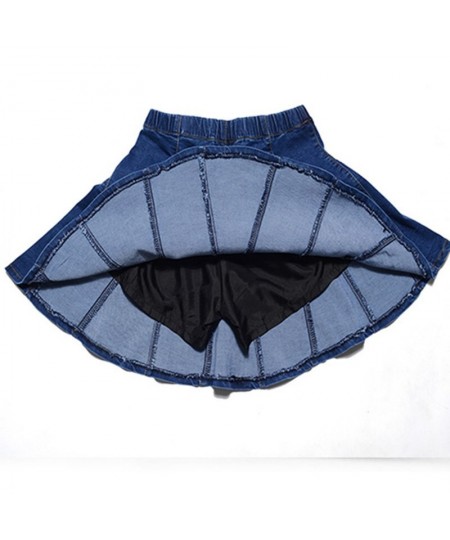 S-9XL Women A-Lined Denim Mini Skirt Jeans Patchwork High Waist Pleated Skirt Preppy Style New Summer $43.12 - Skirts