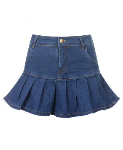 y2k Pink Denim Pleated Skirts Mini Solid Casual Woman Fashion Korean Style High Waist Skirt with Lined Hot Club Party Girls $...