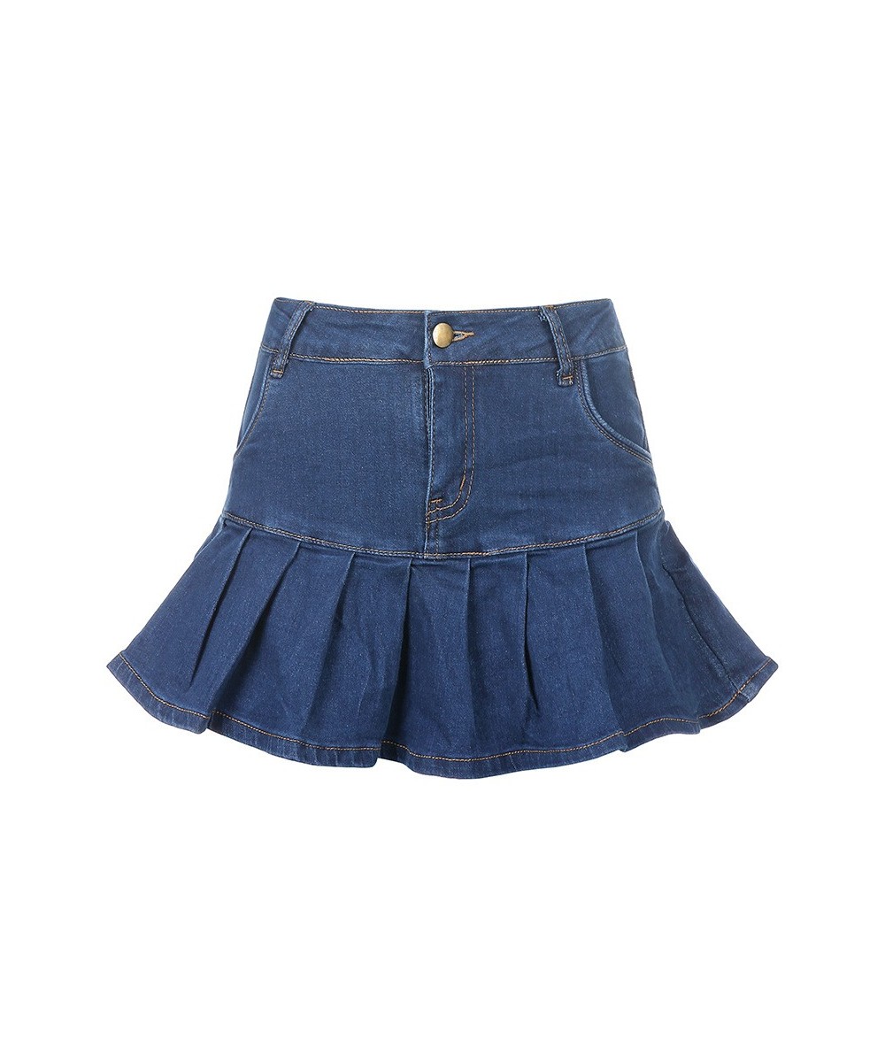 y2k Pink Denim Pleated Skirts Mini Solid Casual Woman Fashion Korean Style High Waist Skirt with Lined Hot Club Party Girls $...