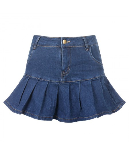 y2k Pink Denim Pleated Skirts Mini Solid Casual Woman Fashion Korean Style High Waist Skirt with Lined Hot Club Party Girls $...