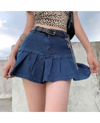 y2k Pink Denim Pleated Skirts Mini Solid Casual Woman Fashion Korean Style High Waist Skirt with Lined Hot Club Party Girls $...