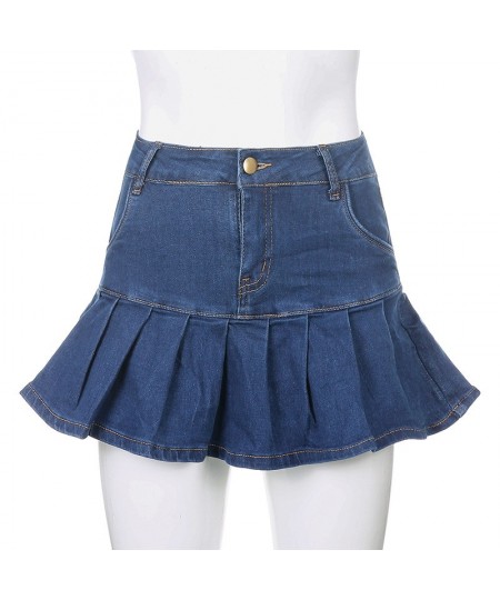 y2k Pink Denim Pleated Skirts Mini Solid Casual Woman Fashion Korean Style High Waist Skirt with Lined Hot Club Party Girls $...