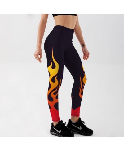 Summer style Fire flame Printing Punk Stretchy Trousers Casual Pants Womens Novelty Fitness High Waist Plus Size Leggings $18...