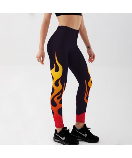 Summer style Fire flame Printing Punk Stretchy Trousers Casual Pants Womens Novelty Fitness High Waist Plus Size Leggings $18...