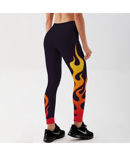 Summer style Fire flame Printing Punk Stretchy Trousers Casual Pants Womens Novelty Fitness High Waist Plus Size Leggings $18...