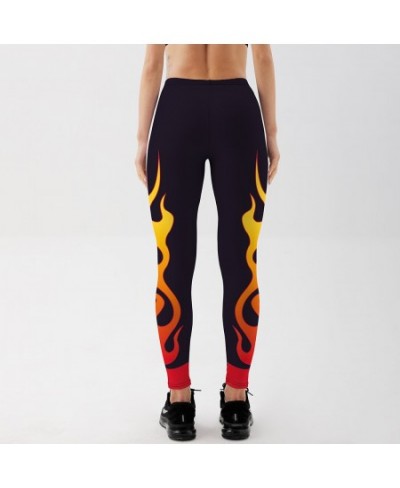 Summer style Fire flame Printing Punk Stretchy Trousers Casual Pants Womens Novelty Fitness High Waist Plus Size Leggings $18...