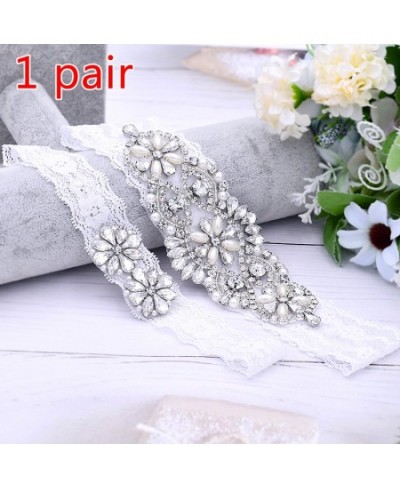 Wedding Bridal Garter Leg Ring Sexy Crystal Pearl Rhinestone Lace Garter Belt Women Party Dress Elastic Decor Thigh Leg Loops...